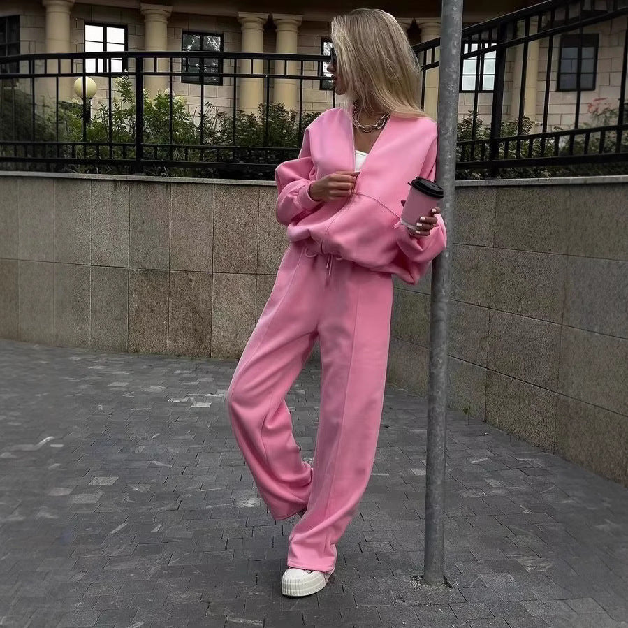 Fall Women's Clothing Zipper Casual Sweater Two-piece Set-1