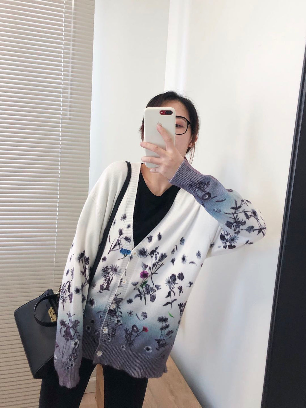 Women Oversized Clothing Wool Blend Long Cardigans Sweater Spring Autumn Print Pattern Knitted Coat Knitwear C-263-3