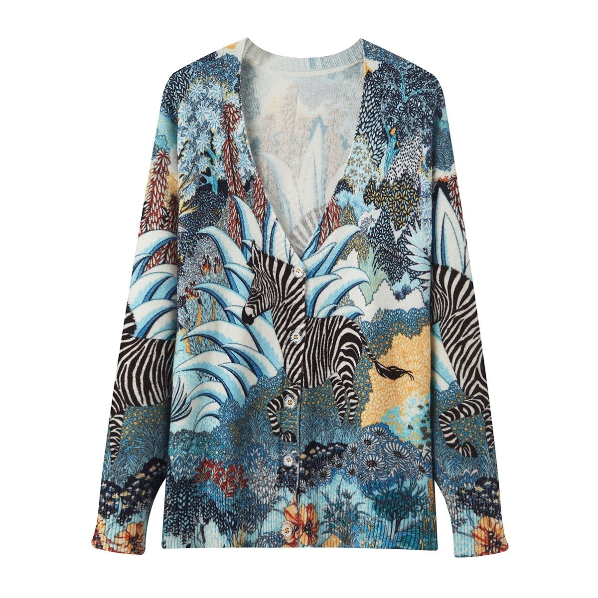 Women Oversized Clothing Wool Blend Long Cardigans Sweater Spring Autumn Print Pattern Knitted Coat Knitwear C-263-0