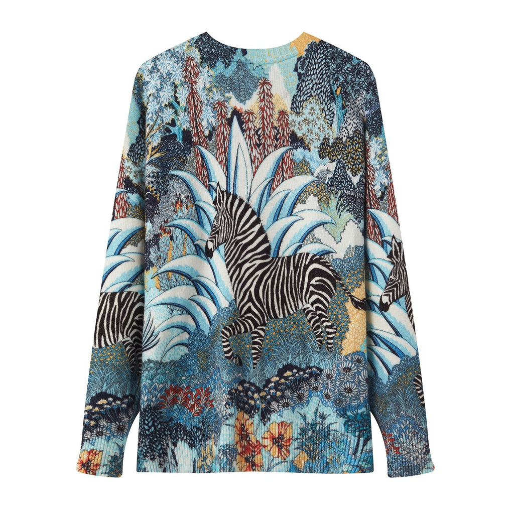 Women Oversized Clothing Wool Blend Long Cardigans Sweater Spring Autumn Print Pattern Knitted Coat Knitwear C-263-1